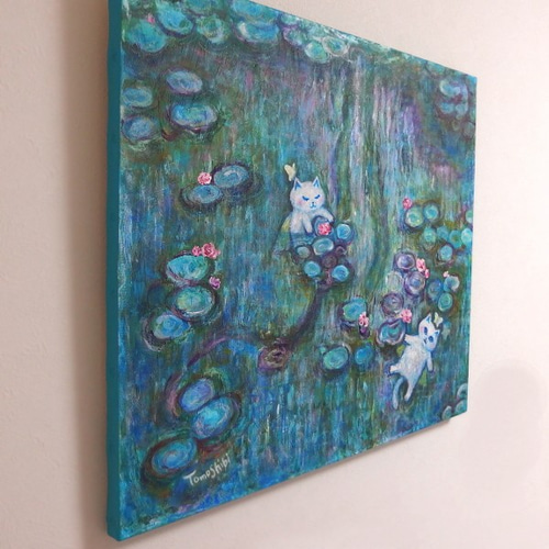 絵画 。原画☆【猫たちは落ちた星を花束に集め、楽しく一緒に遊んでいる】 絵画 。原画☆【猫たちは落ちた星を花束に集め、楽しく一緒に