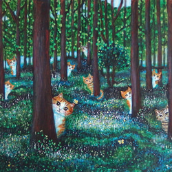 けい様用　自作絵画　蝶の舞う花畑　茶トラ猫の絵　星をつかまえて イラスト】花畑の猫たち | かわいいと猫がいっぱい♪ Lauraの