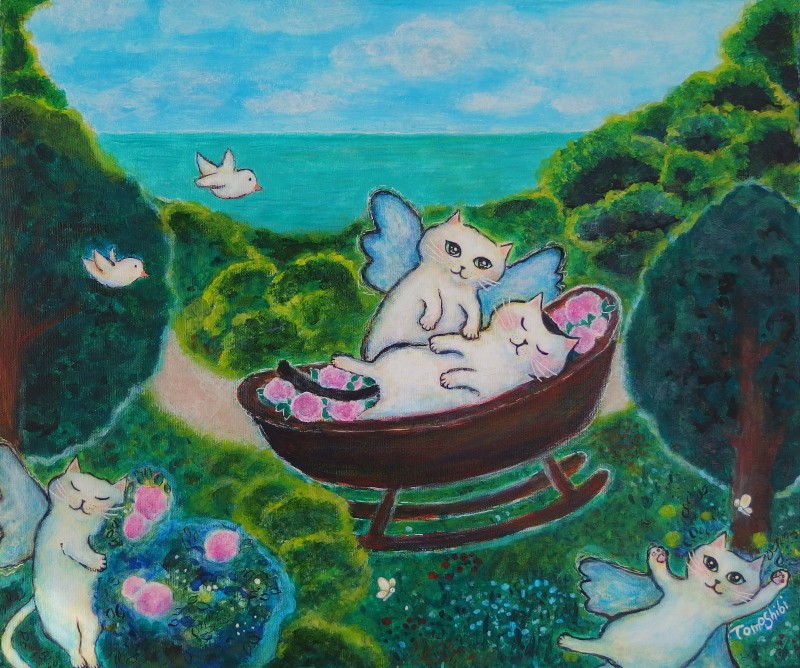 猫 ネコ ねこ cat 虎 トラ 寅 タイガー、絵画 油彩画 動物画
