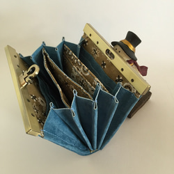 再販♫《受注製作》本革スエード ミニ財布 ブルー  (裏布選べます) 2枚目の画像