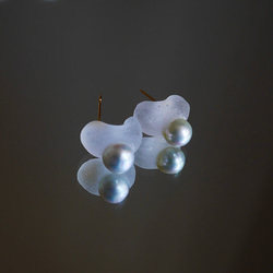 パール　ピアス　アコヤ　本真珠　バロック　すりガラス風　曇り　カジュアル　　金属アレルギー対応　カジュアル 4枚目の画像