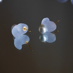 パール　ピアス　アコヤ　本真珠　バロック　すりガラス風　曇り　カジュアル　　金属アレルギー対応　カジュアル 5枚目の画像