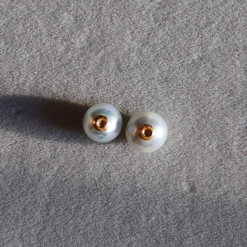 新品　パールキャッチ　あこや真珠　染め　ショコラカラー　K18YG　φ7mm 新品　パールキャッチ　あこや真珠　染め　ショコラカラー　K18YG　φ7mm