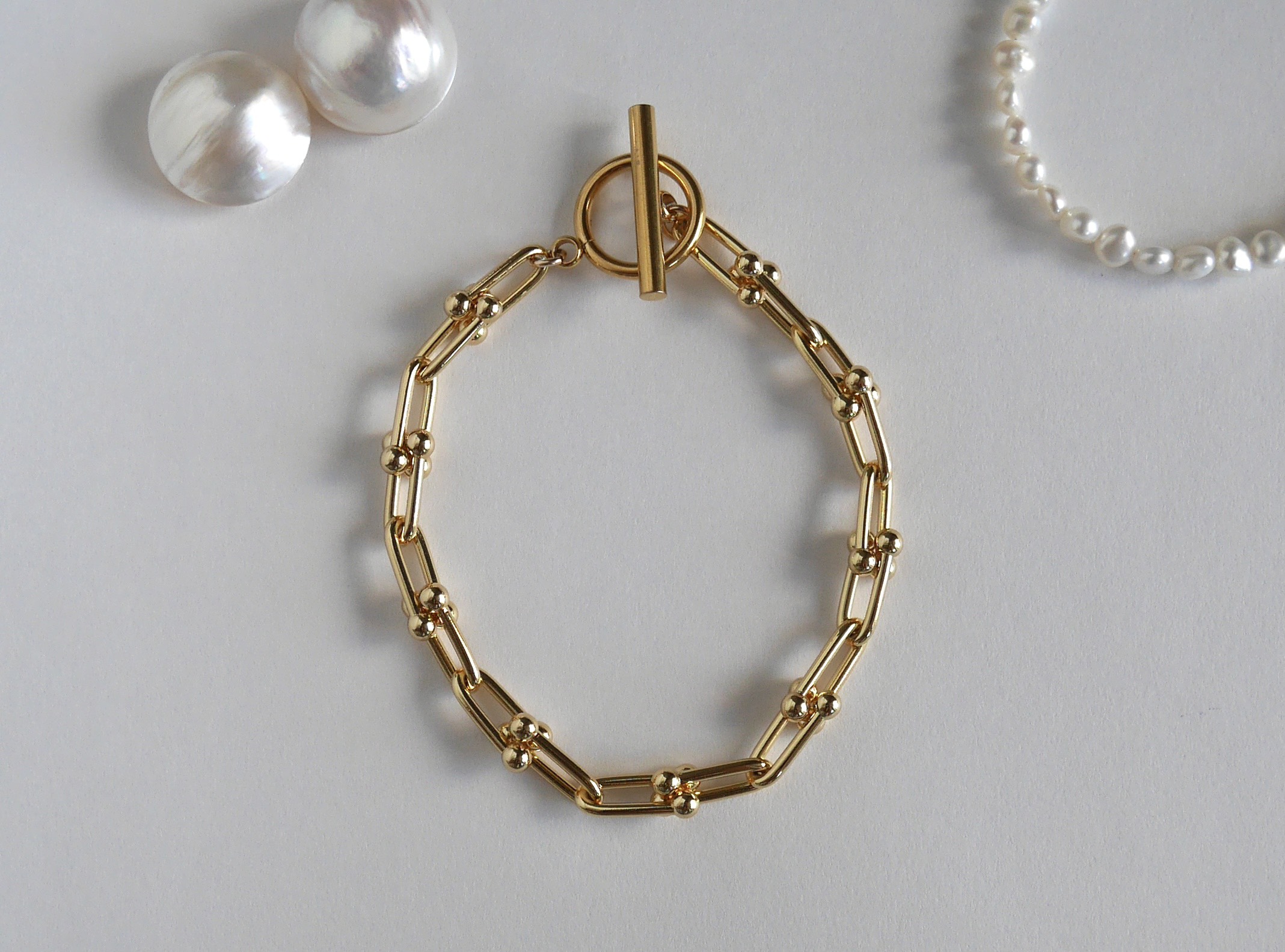 長さオーダー可♡チェーンブレスレット　トレンド　金属アレルギー対応　サージカルステンレス　24kgp