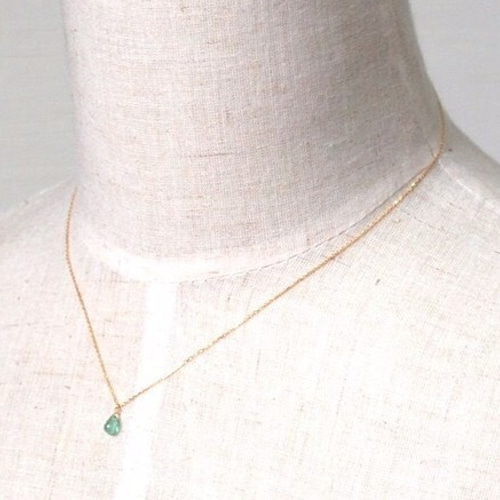 再入荷】K10 コロンビア産エメラルド ドロップカット一粒ネックレス