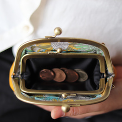 外ポケットが便利な❤️革の親子がまぐち財布　イエロー 5枚目の画像