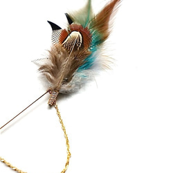 brown×blue×white feather hatpin【受注生産】 2枚目の画像