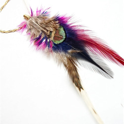 pink×blue×peacock feather hatpin【受注生産】 3枚目の画像