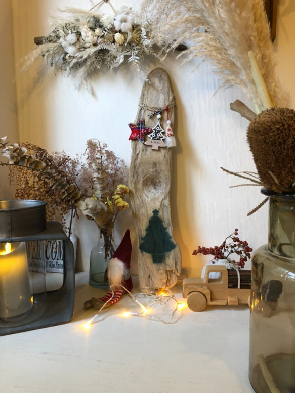 【ryuboku.】 クリスマス デコレーションボード 流木のタペストリー クリスマスツリーの壁掛け飾り③ 1枚目の画像