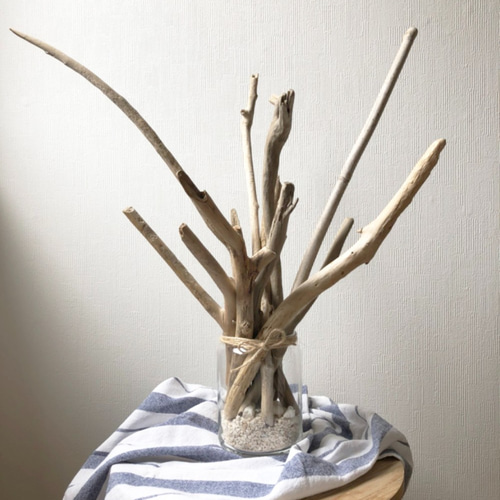 ryuboku.】流木オブジェ 流木インテリア サンゴと貝殻の海を感じる置物