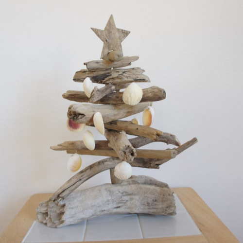 Creema限定】流木クリスマスツリー 手作りオーナメント付属 自然色