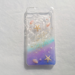 〜海の贈り物〜 ヒトデと２つの貝殻が可愛い スマホケース #夜明け〈 iPhone〉 6枚目の画像