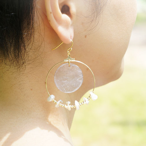 ピアス]シェルフープピアス（ライトパープル） ピアス（フープ 
