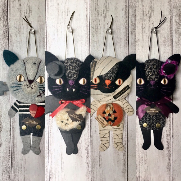 割ピン仕掛け人形  ハロウィン！ミイラ猫 3枚目の画像