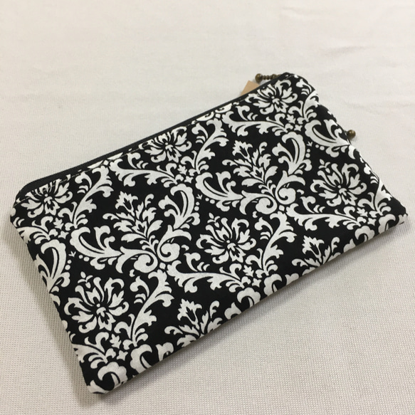 【送料無料】ポーチ タイプ 通帳ケース ダマスク 柄 ブラック マルチケース 人気・おすすめ｜使いやすい・旅行におすすめ 品質保証 全国発送 日本国内発送・最短翌日お届け