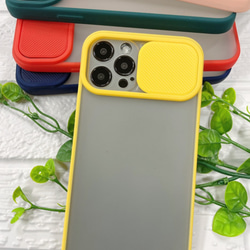 送料無料 iPhone12  スライド式 フロストカラーケース 透明 オシャレ 夏 かわいい レンズカバー シンプル 2枚目の画像