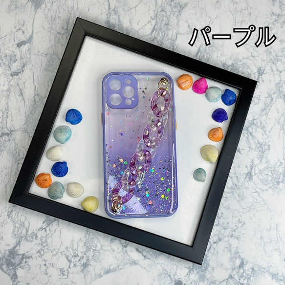 New 送料無料 iPhoneケース チェーンベルト ホルダー キラキラ TPU  可愛い 星 夏 韓国 クリア 透明 3枚目の画像