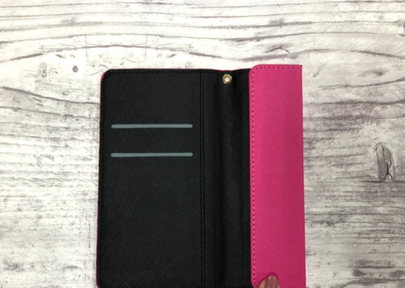 iPhone13 スマホケース 手帳 全機種対応 Android 2トーン バンドレス ピンク 手帳型 ケース 2枚目の画像