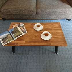 折りたたみローテーブル/サイドテーブル/60cm/ｳｫﾙﾅｯﾄ色 2枚目の画像