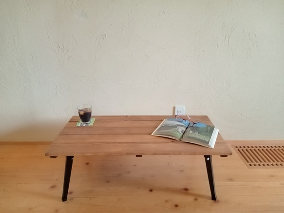 【送料無料】80cmローテーブル　リビングテーブル　アンティークテーブル　ｳｫﾙﾅｯﾄ色  折りたたみ式 1枚目の画像