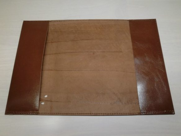 文庫本サイズ・ブラウン・スムースゴートスキン・一枚革のブックカバー0153 4枚目の画像