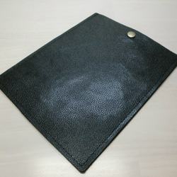 キッドスキン・ブラック・一枚革のタテ型通帳ケース083 2枚目の画像