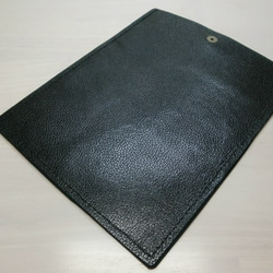 キッドスキン・ブラック・一枚革のタテ型通帳ケース083 3枚目の画像
