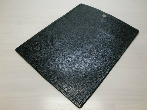 キッドスキン・ブラック・一枚革のタテ型通帳ケース083 3枚目の画像