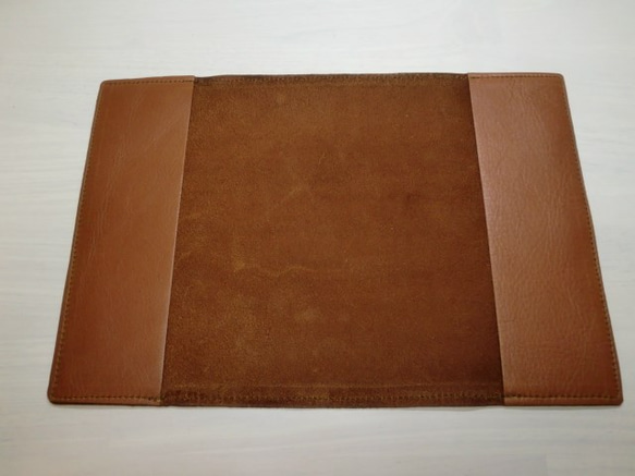牛革・ブラウン・ソフトレザー・フラットタイプ・ブックカバー0177 4枚目の画像