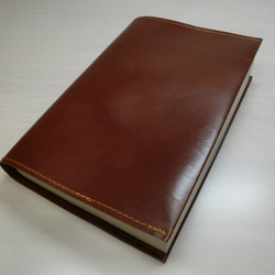 文庫本サイズ・スムースゴート・ブラウン・一枚革のブックカバー・0310 1枚目の画像