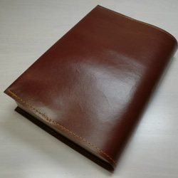 文庫本サイズ・スムースゴート・ブラウン・一枚革のブックカバー・0310 2枚目の画像