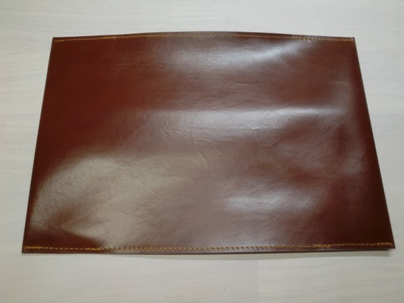 文庫本サイズ・スムースゴート・ブラウン・一枚革のブックカバー・0310 3枚目の画像