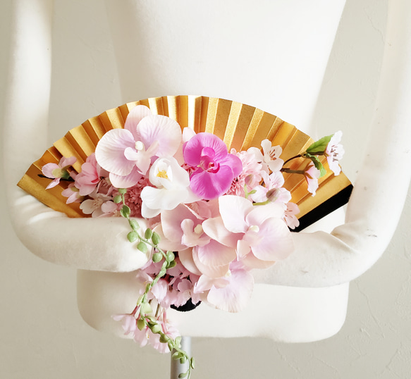 扇子ブーケ 桜と胡蝶蘭 結婚式 ウェディング 和装婚 ブーケ 京都 扇子ブーケ 桜と胡蝶蘭 結婚式 ウェディング 和装婚 ブーケ 京都