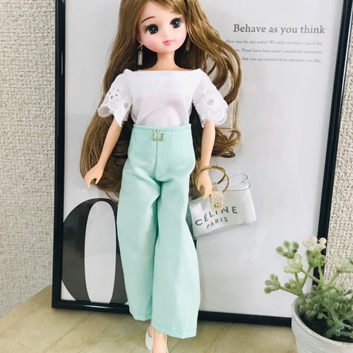 送料無料♡リカちゃん服♡ミントグリーンワイドパンツ♡リアルクローズ