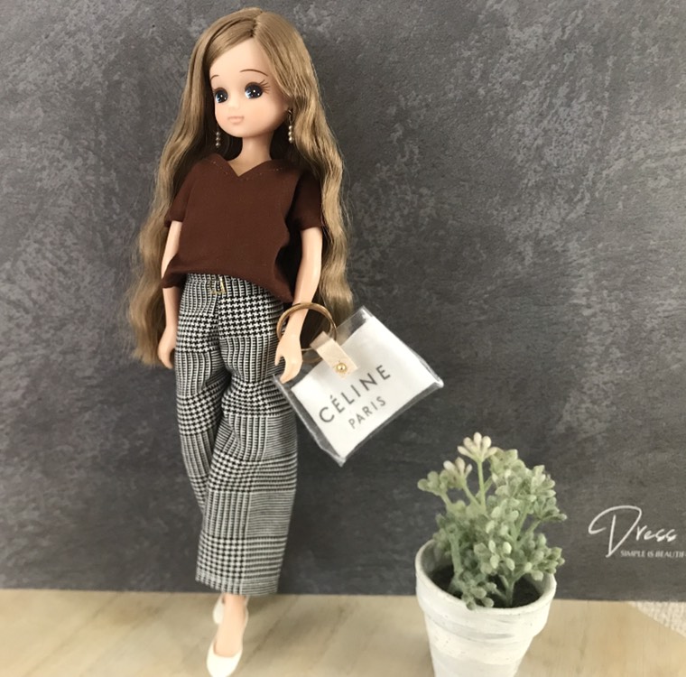 送料無料♡リカちゃん服♡グレンチェック柄ワイドパンツ♡リアル