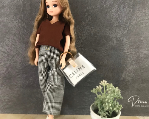 送料無料♡リカちゃん服♡グレンチェック柄ワイドパンツ♡リアル