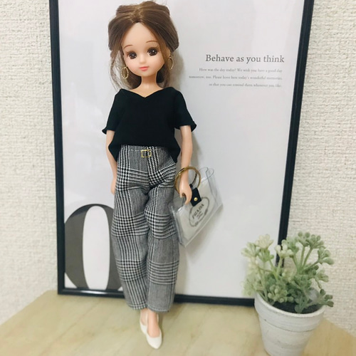 送料無料♡リカちゃん服♡グレンチェック柄ワイドパンツ♡リアル