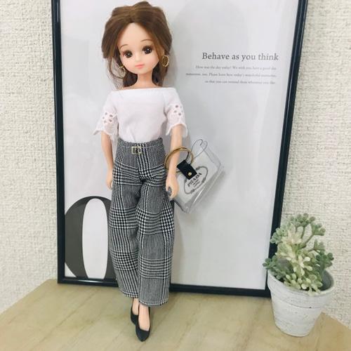 送料無料♡リカちゃん服♡グレンチェック柄ワイドパンツ♡リアル