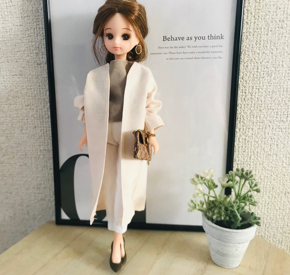 送料無料♡リカちゃん服♡ベージュピンクロングカーデ♡リアルクローズ♡ドール服♡大人リカちゃん 2枚目の画像