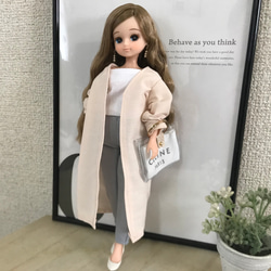 送料無料♡リカちゃん服♡ベージュピンクロングカーデ♡リアルクローズ♡ドール服♡大人リカちゃん 4枚目の画像