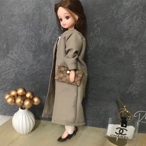 送料無料♡リカちゃん服♡グレージュロングカーデ♡リアルクローズ