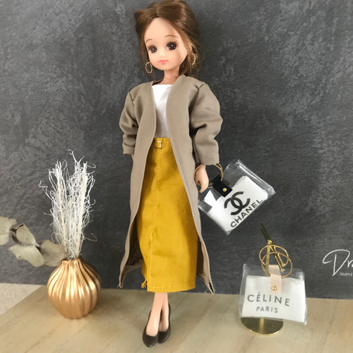 送料無料♡リカちゃん服♡グレージュロングカーデ♡リアルクローズ