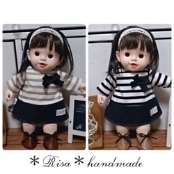 A様オーダー品】ぽぽちゃん服＊お揃いコーデ＊ボーダー×デニム切替 