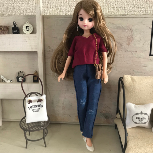 リカちゃん服♡ドール服♡ダメージデニムテーパードパンツ♡大人