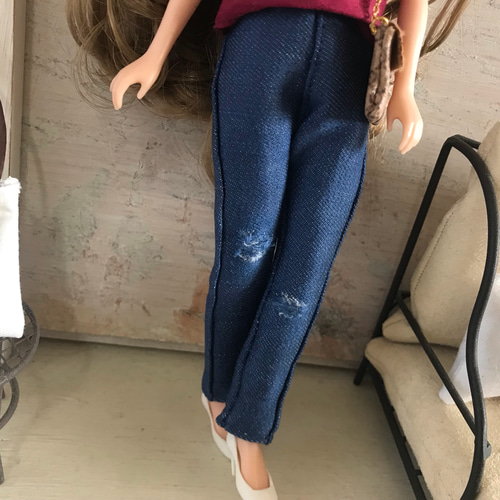 リカちゃん服♡ドール服♡ダメージデニムテーパードパンツ♡大人