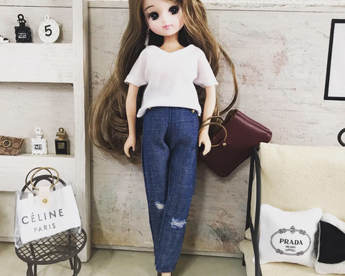 リカちゃん服♡ドール服♡ダメージデニムパンツ♡リアルクローズ