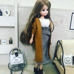 リカちゃん服♡リアルクローズ♡キャメル色ロングカーディガン♡ドール服アウトフィット 5枚目の画像