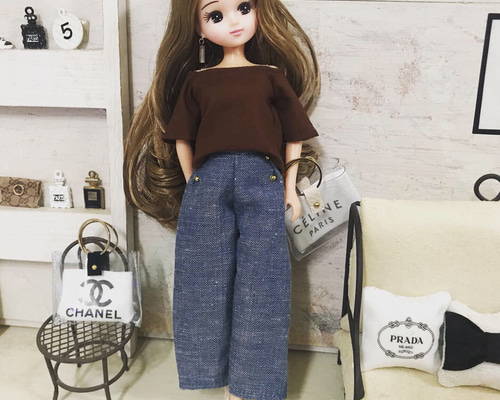 最新最全のをすべて リカちゃん服♡ドール服アウトフィット♡薄色デニムワイドパンツ 着せ替え服・アウトフィット