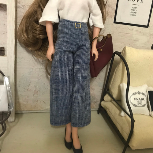 リカちゃん服♡薄色デニムワイドパンツ♡ドール服アウトフィット