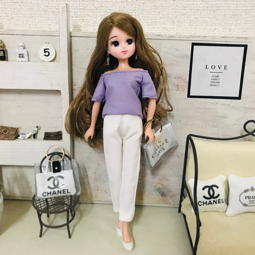 リカちゃん服♡ラベンダーオフショルカットソー♡リアルクローズ
